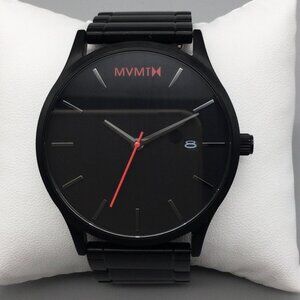 MVMT Classic 44 Watch Men Black Date Stainless New Battery 7.5"